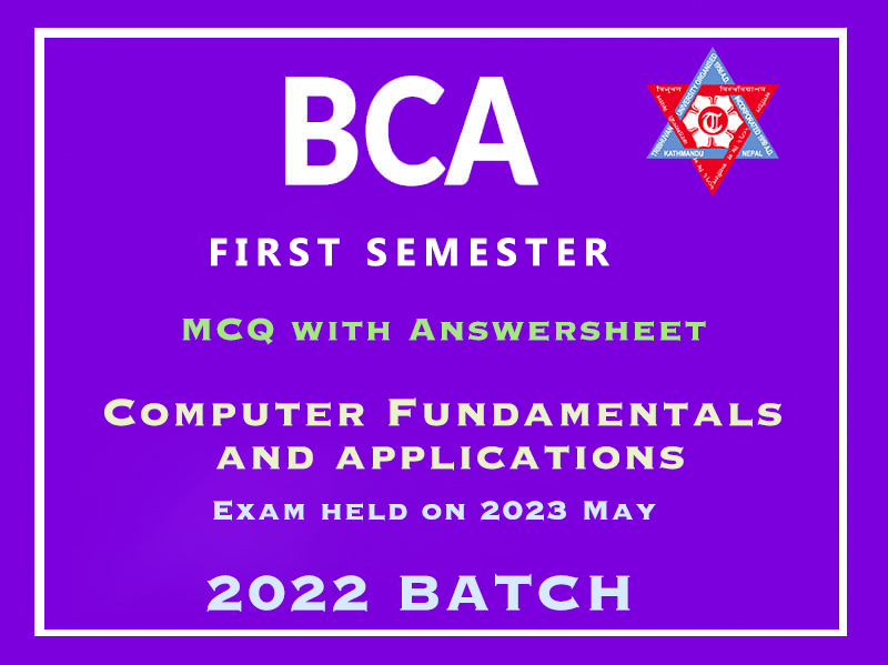 BCA First Semester 2023 Year Computer Fundamental And Applications MCQ ...